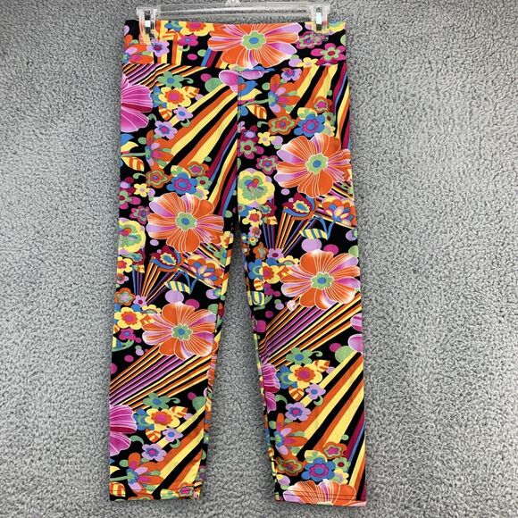 Girl's Floral Capri Pants Size L-XL Colorful Stretch Colorful Comfort Size 27x18 - Picture 3 of 9